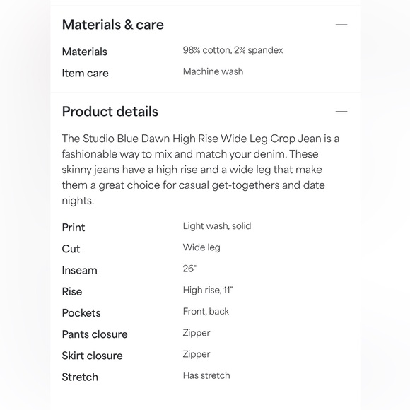 STUDIO BLUE Dawn High Rise Wide Leg Crop Jean - Picture 5 of 5